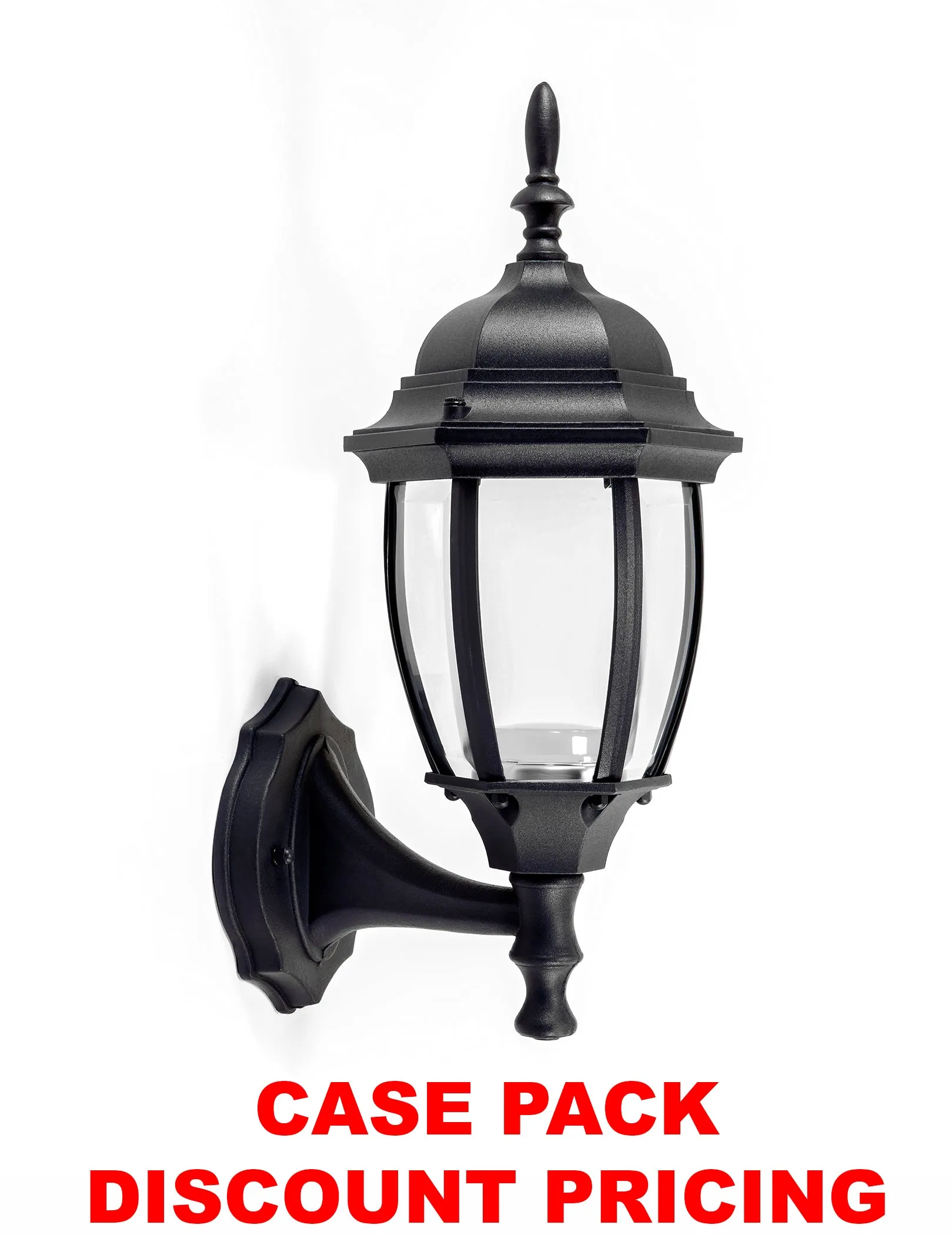 Integrated LED Curved Glass Wall Lantern, 800 Lumens, 3K, Wet Location, Black Finish with Clear Glass