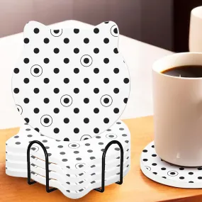 Kuber Industries 24 Pcs Anti-Skid Tea Coaster with Holder | Water Absorbing Round Tea Cup & Water Glass Cover Top Lid - Black & White