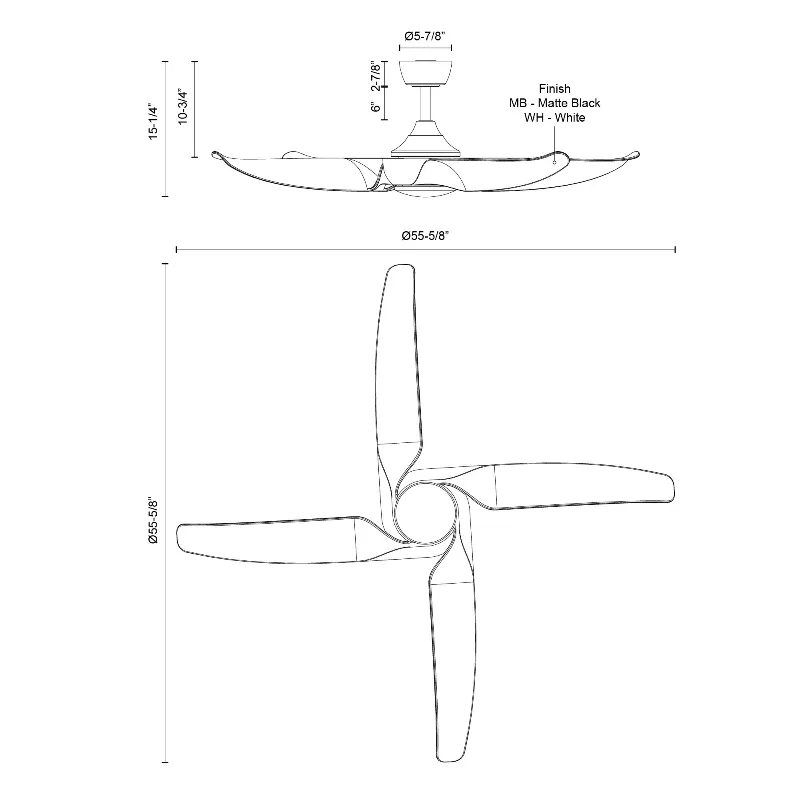 Kuzco CF90955 Coronado 56" Ceiling Fan with LED Light Kit