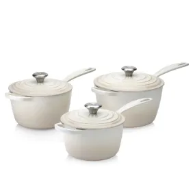 Le Creuset Signature Cast Iron 3-piece Saucepan Set Meringue