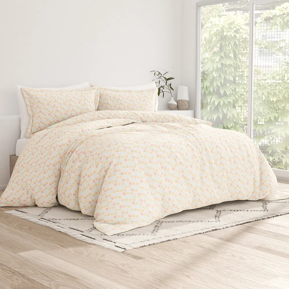 Leaf Pattern 3-Piece Duvet Cover Set