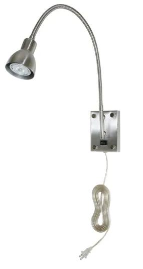 LED Gooseneck 1-Light Wall Lamp in Brushed Steel