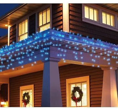 LED Snowing Icicle Indoor & Outdoor Christmas Fairy Lights with White Cable (360) - Blue & White