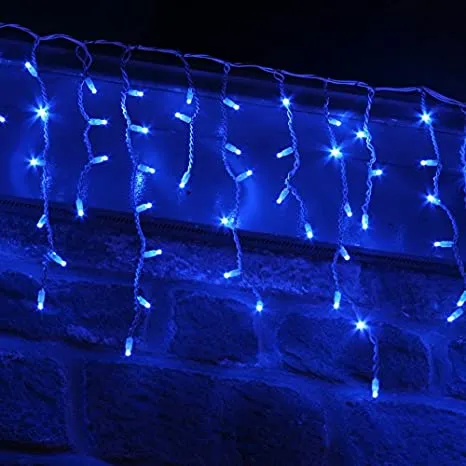 LED Snowing Icicle Indoor & Outdoor Christmas Fairy Lights with White Cable (360) - Blue & White