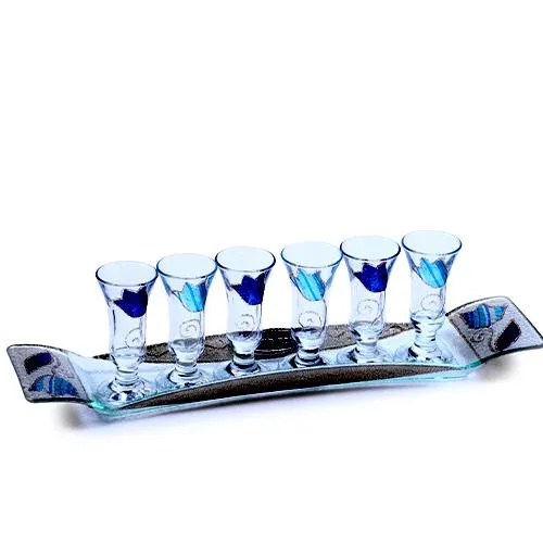 Lily Art - 507127-39T - Kiddush Set Liquer Cups with Round Tray And Kiddush Cup