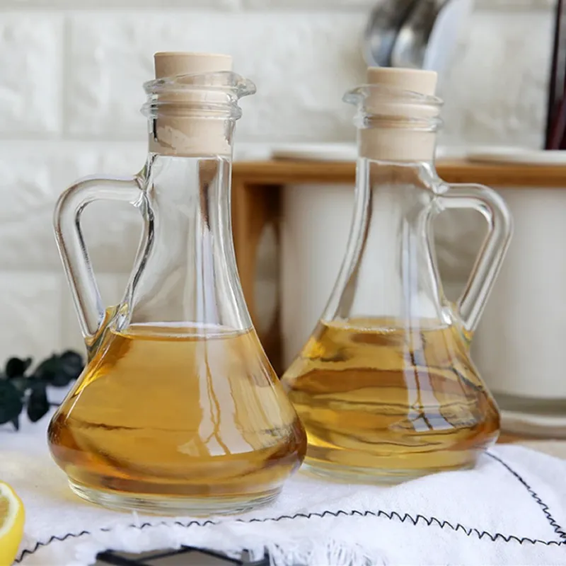 Liquid Glass Condiment Dispenser Bottle With Cork Lid