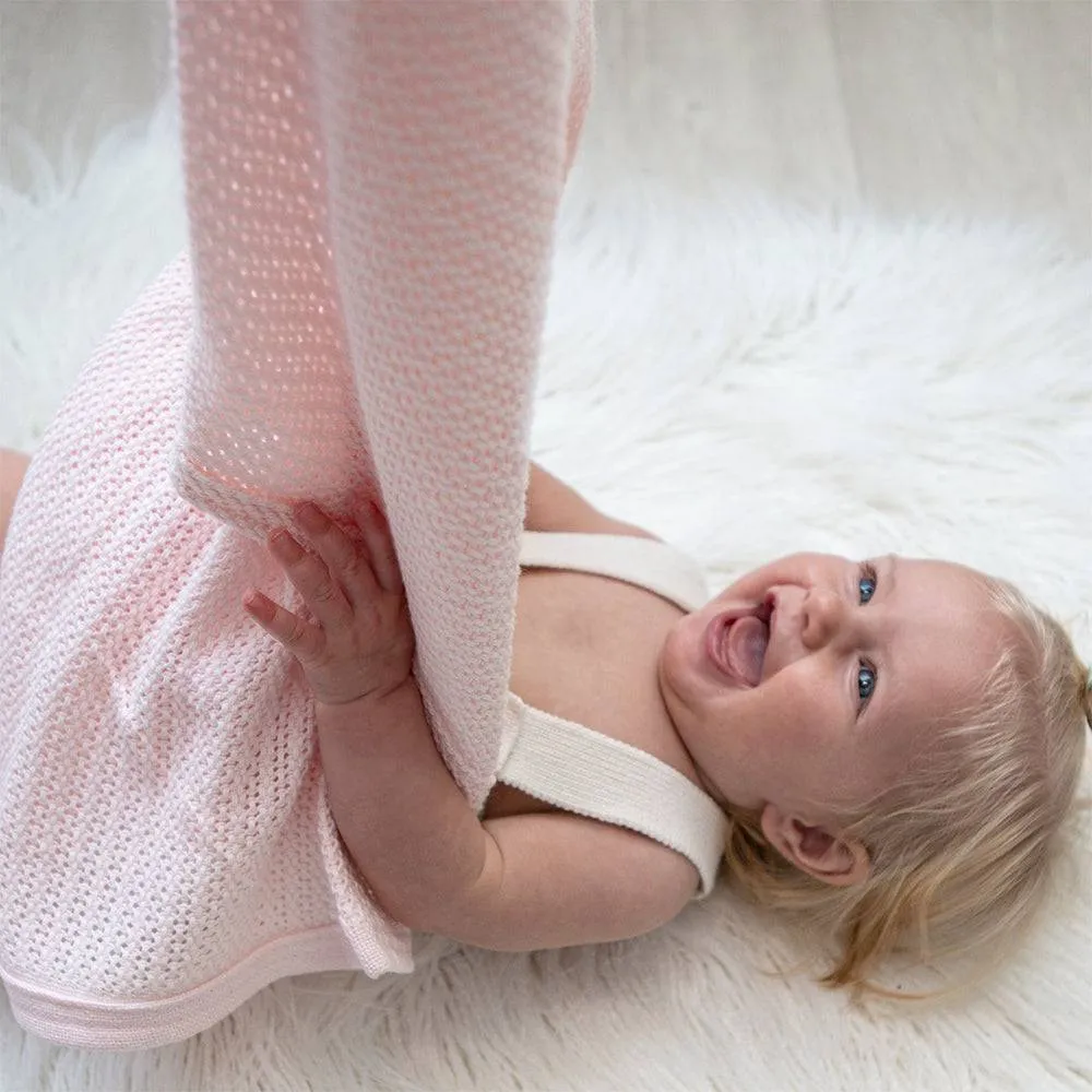 Living Textiles | Organic Bassinet/Cradle Cellular Blanket - Rose Quartz