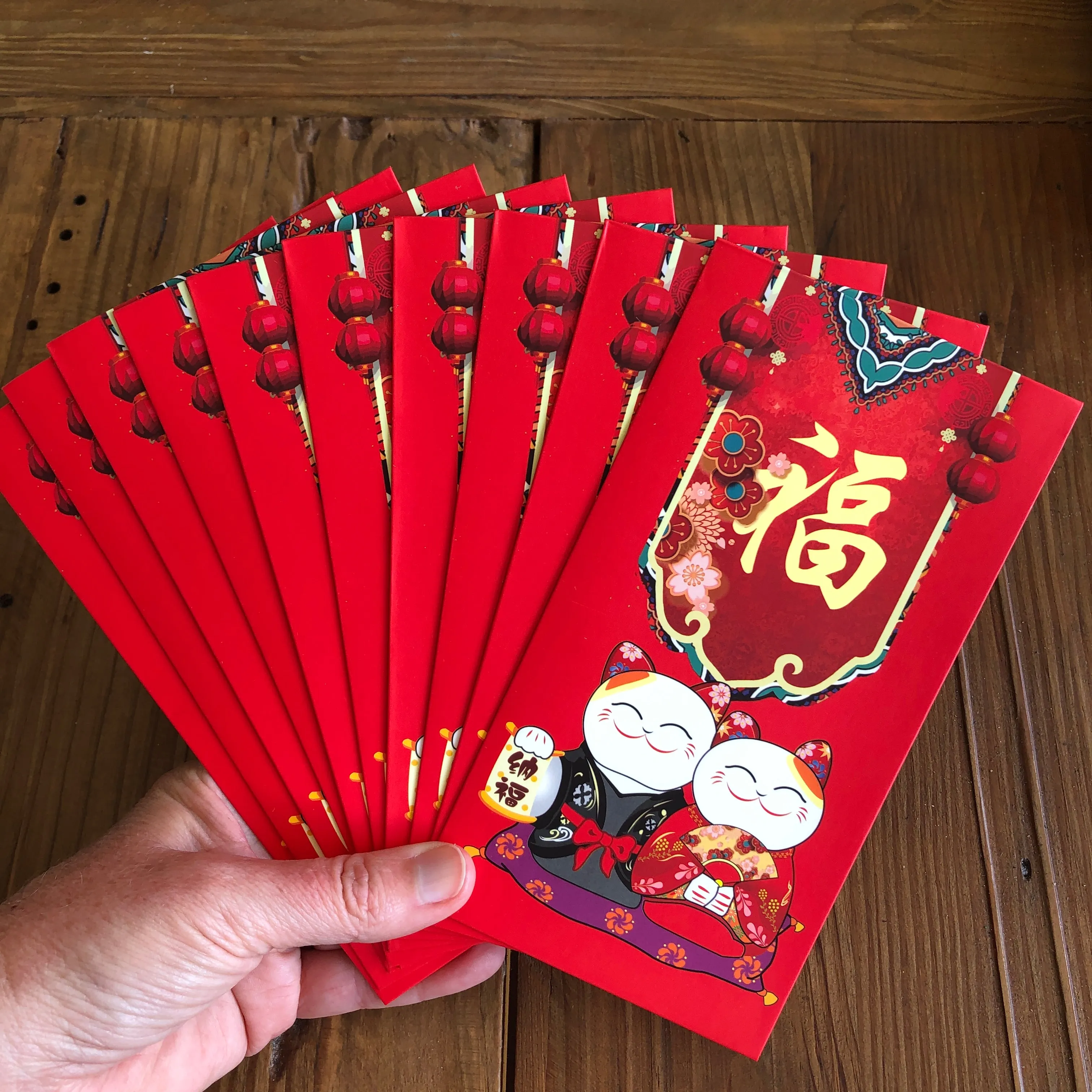 Lucky cats Bride and Groom WEDDING red envelopes (10 PACK)