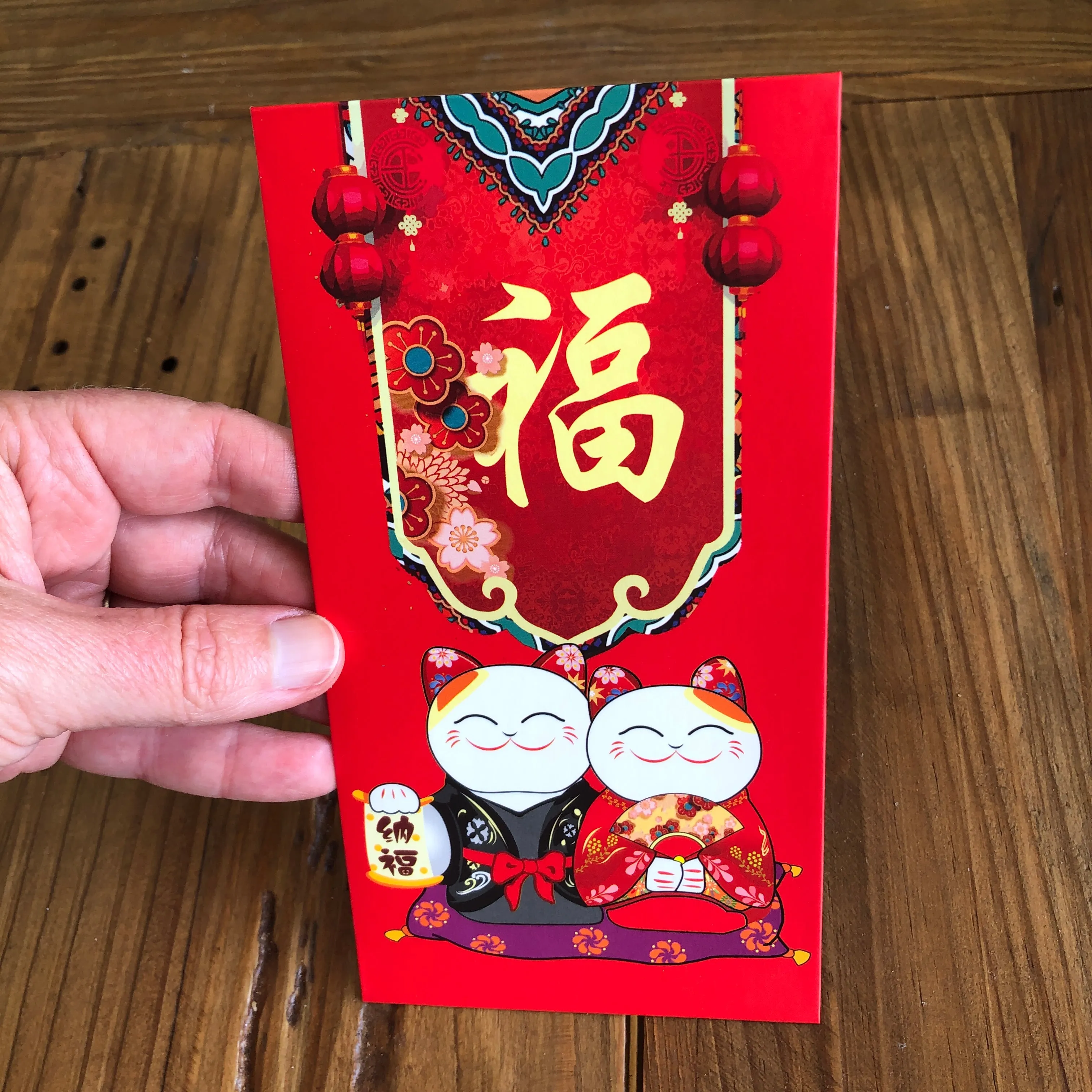 Lucky cats Bride and Groom WEDDING red envelopes (10 PACK)