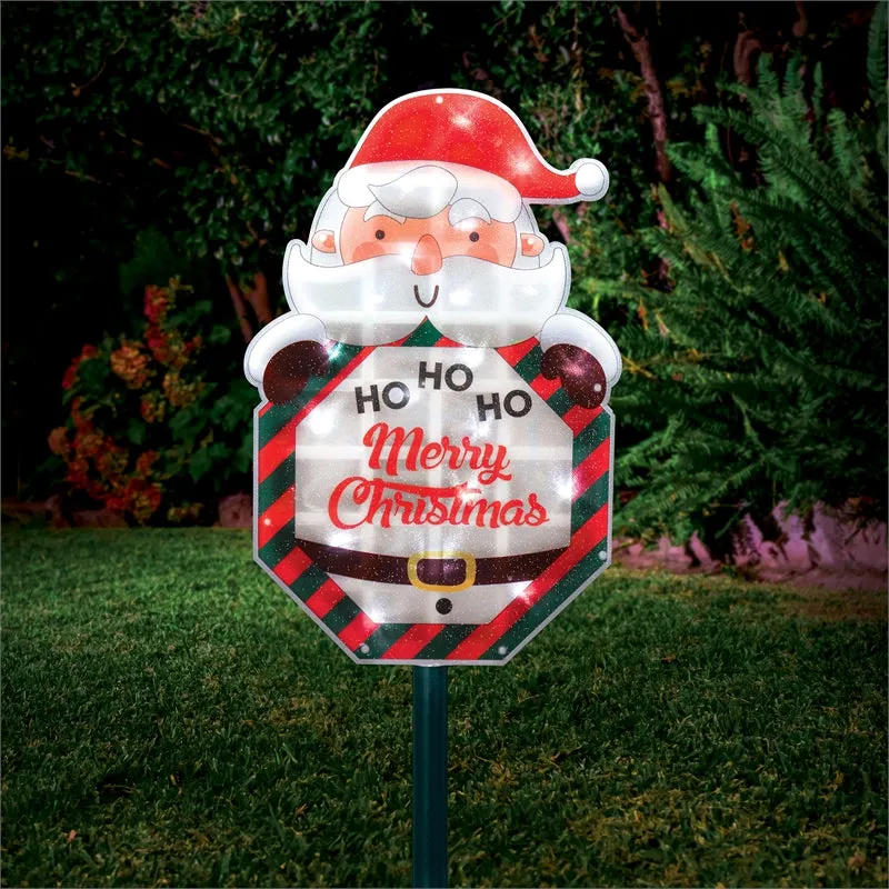 Lytworx 82cm LED Solar Santa Stop Here Garden Stake Light