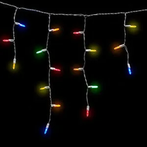 M5 LED Icicle Lights - 70 Count - Multi - White Wire