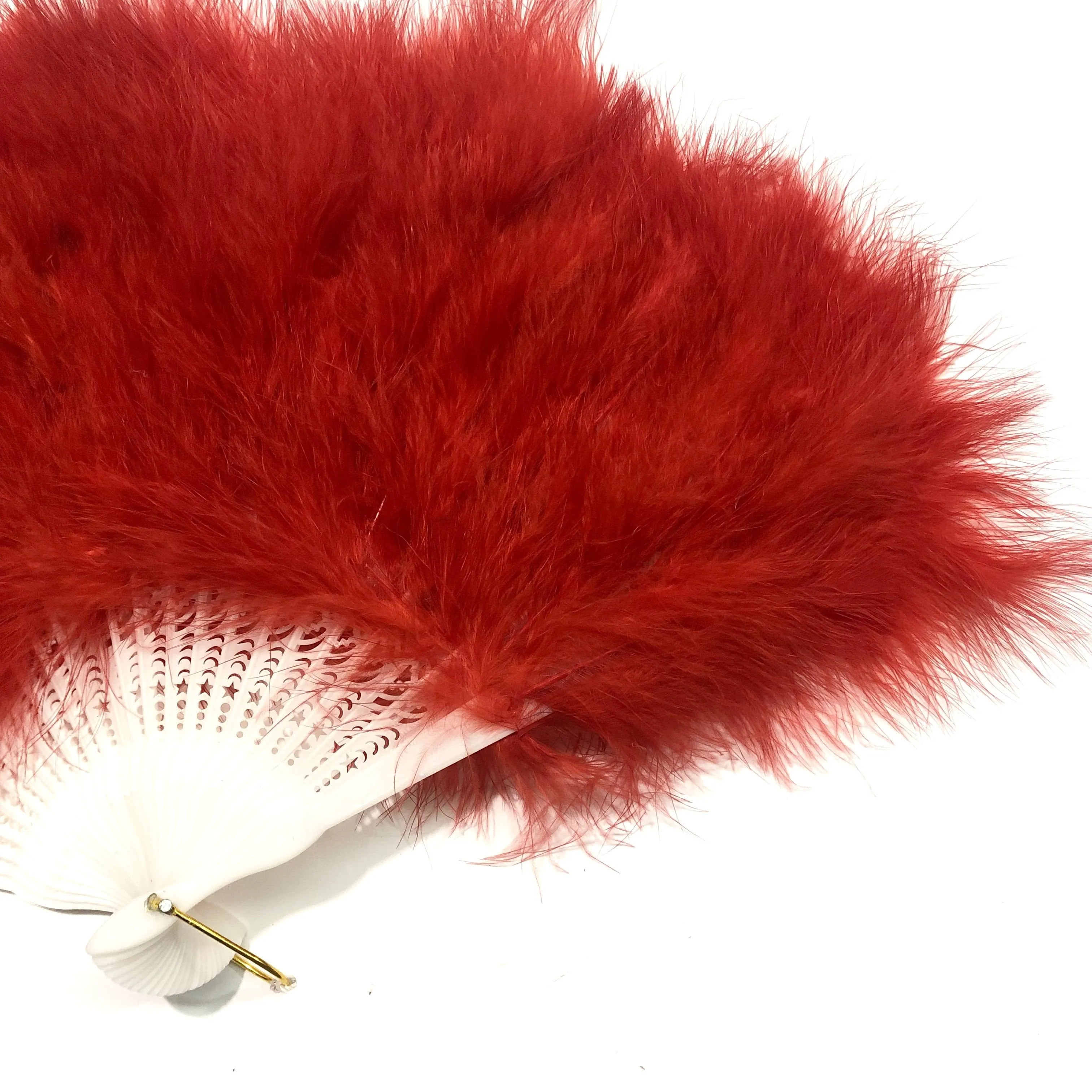 Marabou Large Deluxe Dainty Feather Fan -  Red (Style 1)