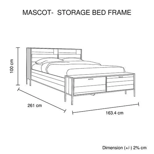 Mascot Queen Bed Base with Storage Oak