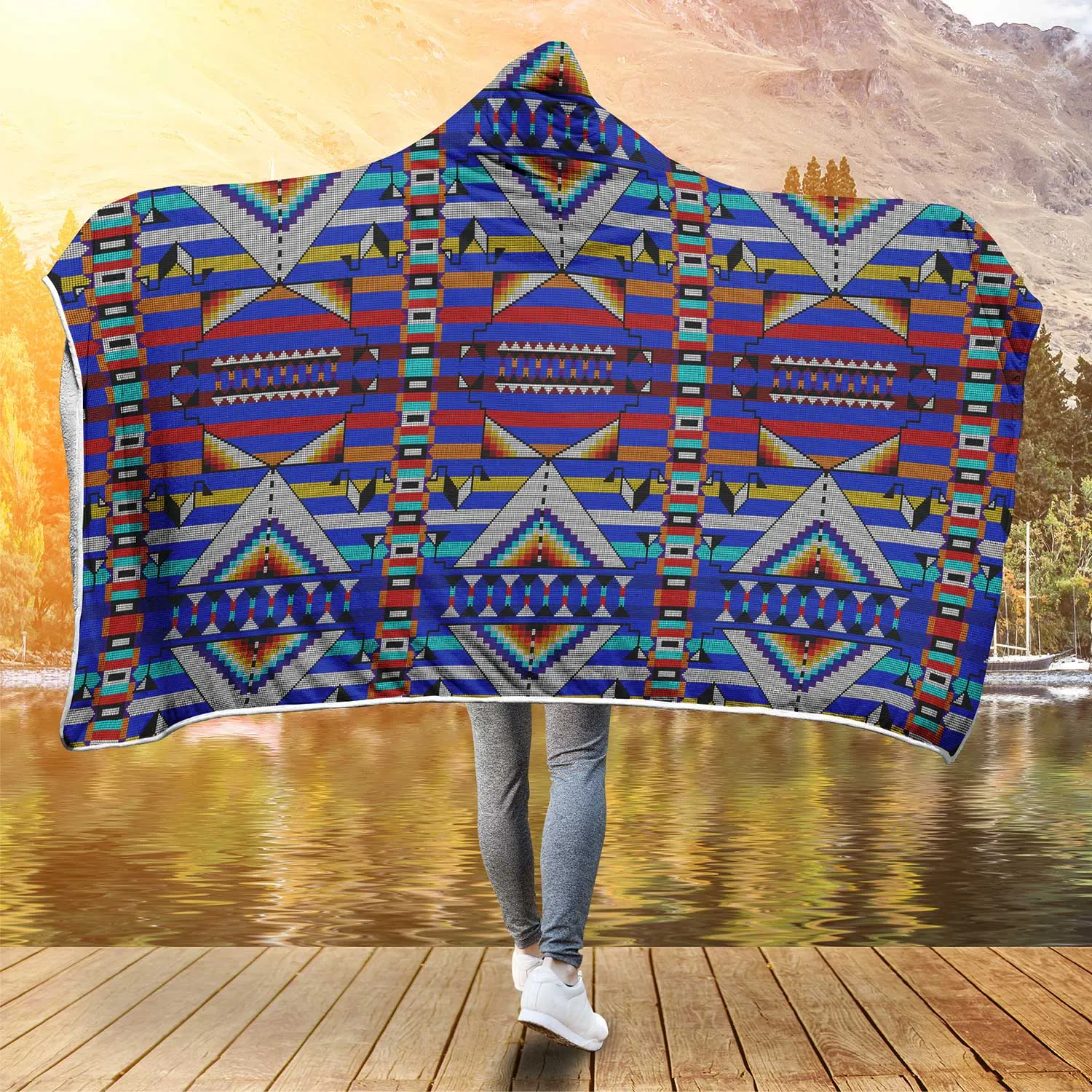 Medicine Blessing Blue Hooded Blanket