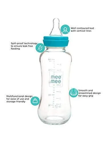 Mee Mee Premium Glass Feeding Bottle for Baby 240 ML