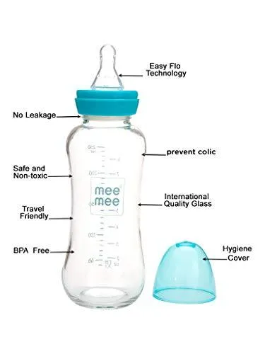 Mee Mee Premium Glass Feeding Bottle for Baby 240 ML