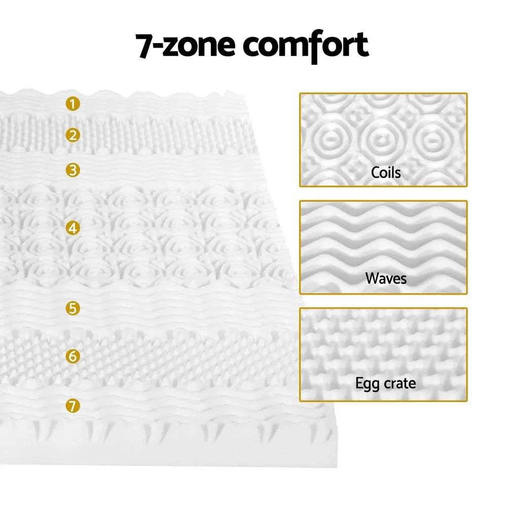 Memory Foam Mattress Topper 7-Zone Airflow Pad 8cm Queen White