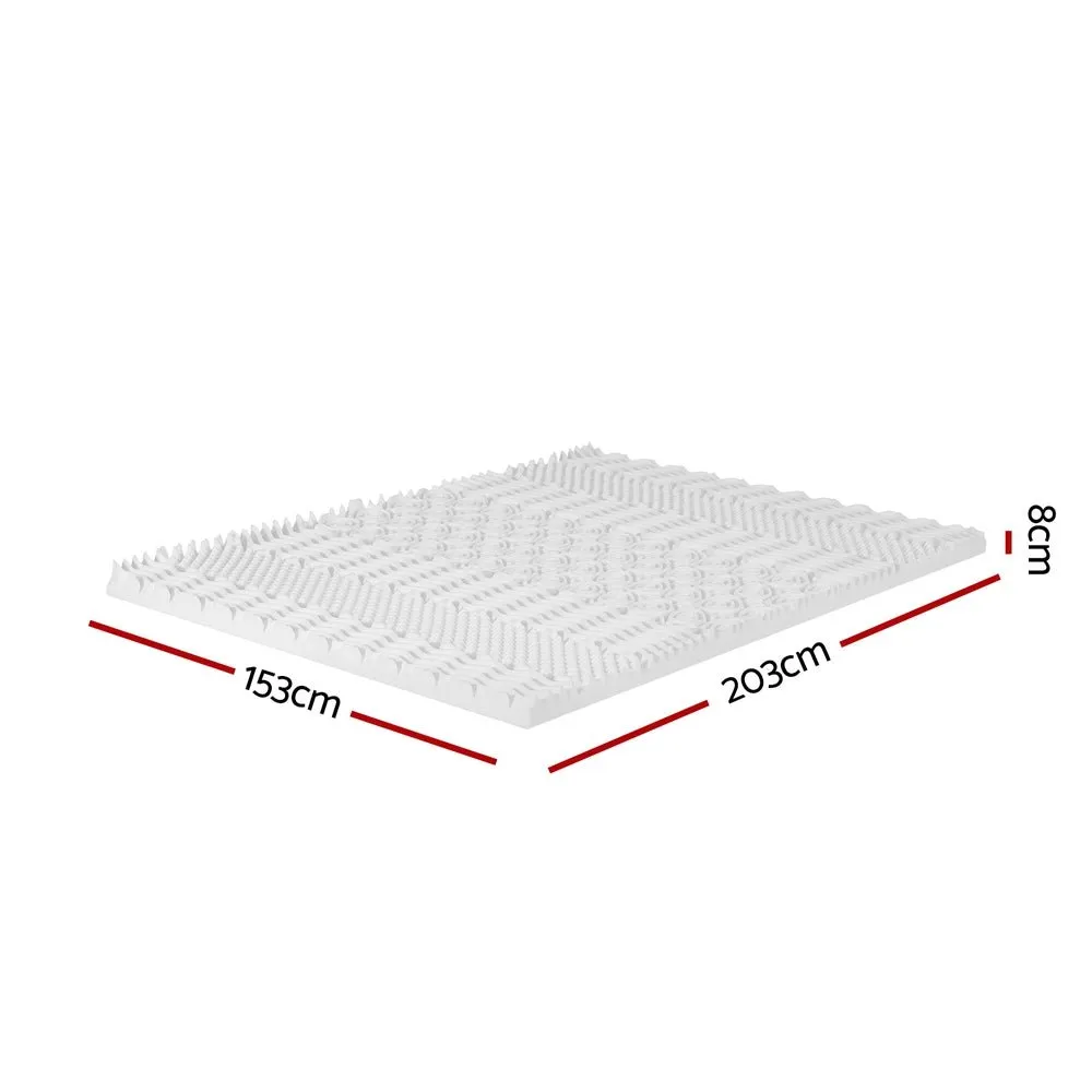 Memory Foam Mattress Topper 7-Zone Airflow Pad 8cm Queen White