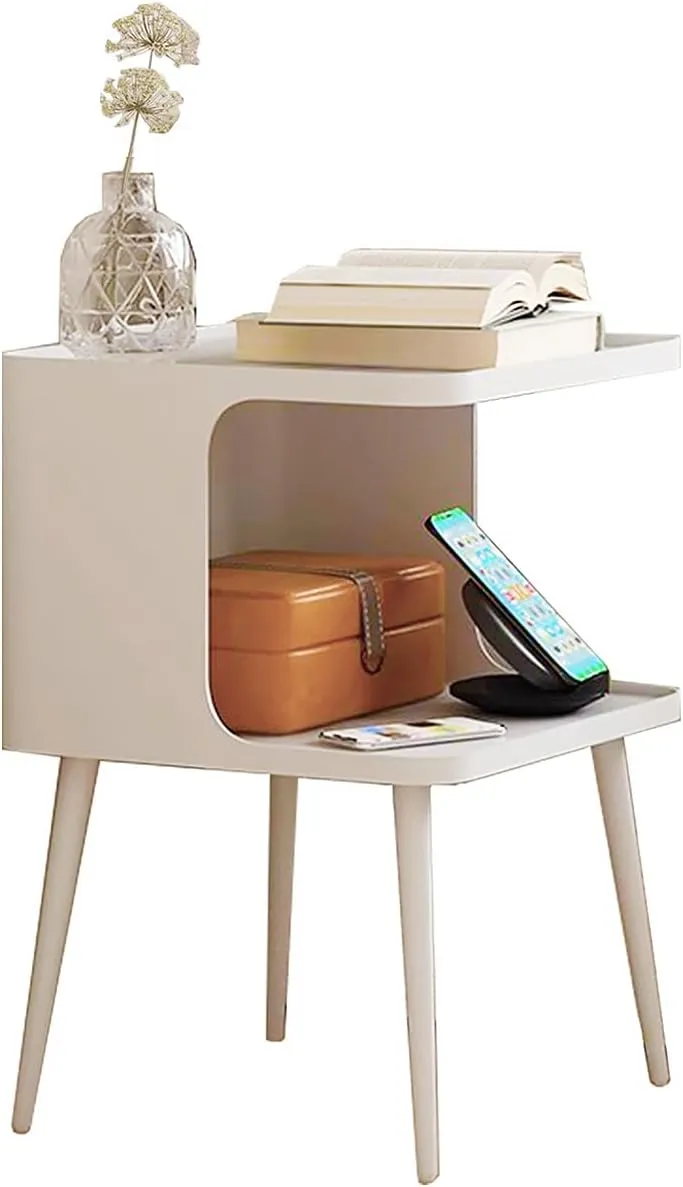 Metal Bedside Table Nightstand -Black