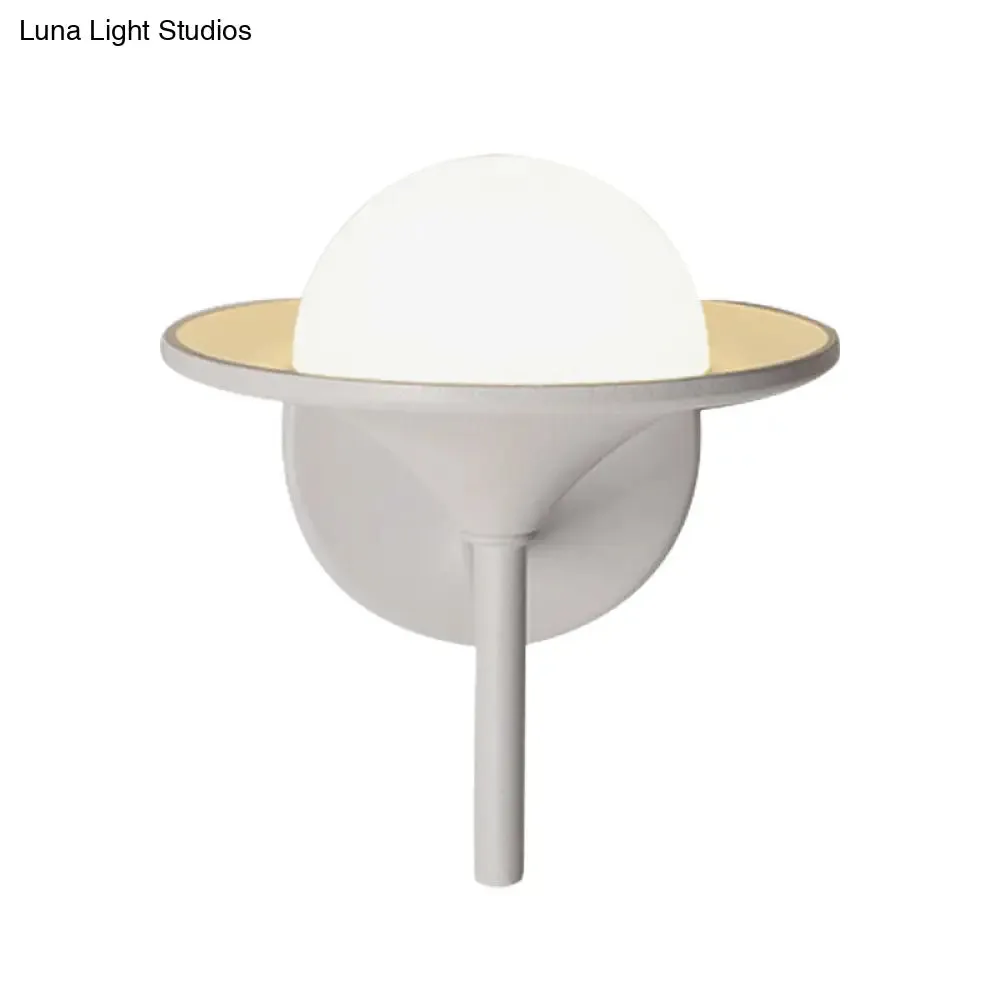 Modern White Flared Sconce Light Fixture with LED, Metallic Wall Mount Lamp