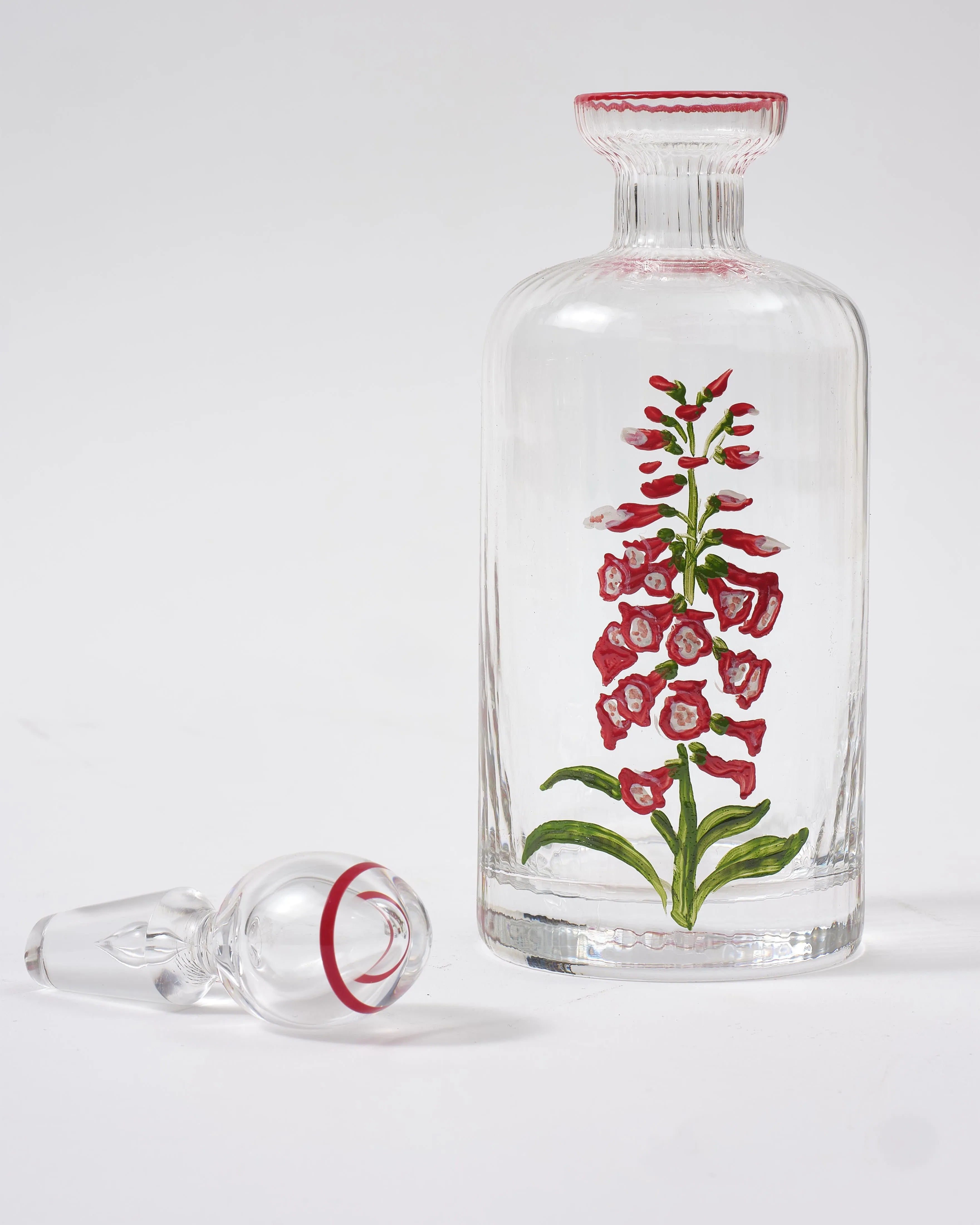 Murano Fuchsia Hand-Painted Oil Bottle Red