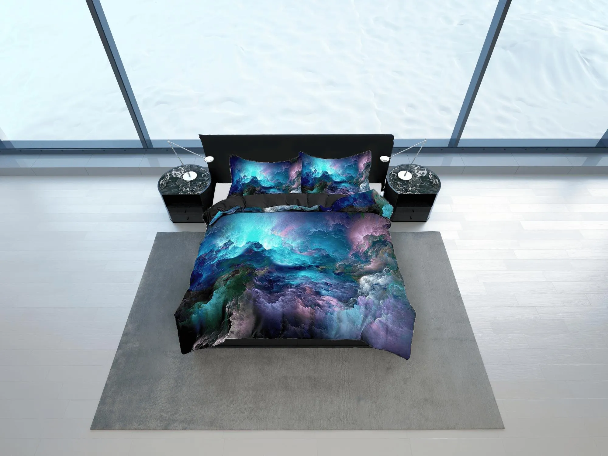 Nebula colorful galaxy bedding, outer space bedding set full, cosmic duvet cover king, queen, dorm bedding, toddler bedding aesthetic duvet