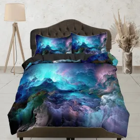 Nebula colorful galaxy bedding, outer space bedding set full, cosmic duvet cover king, queen, dorm bedding, toddler bedding aesthetic duvet