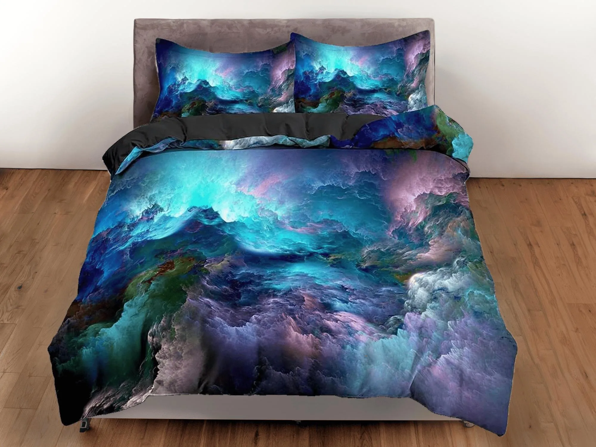 Nebula colorful galaxy bedding, outer space bedding set full, cosmic duvet cover king, queen, dorm bedding, toddler bedding aesthetic duvet