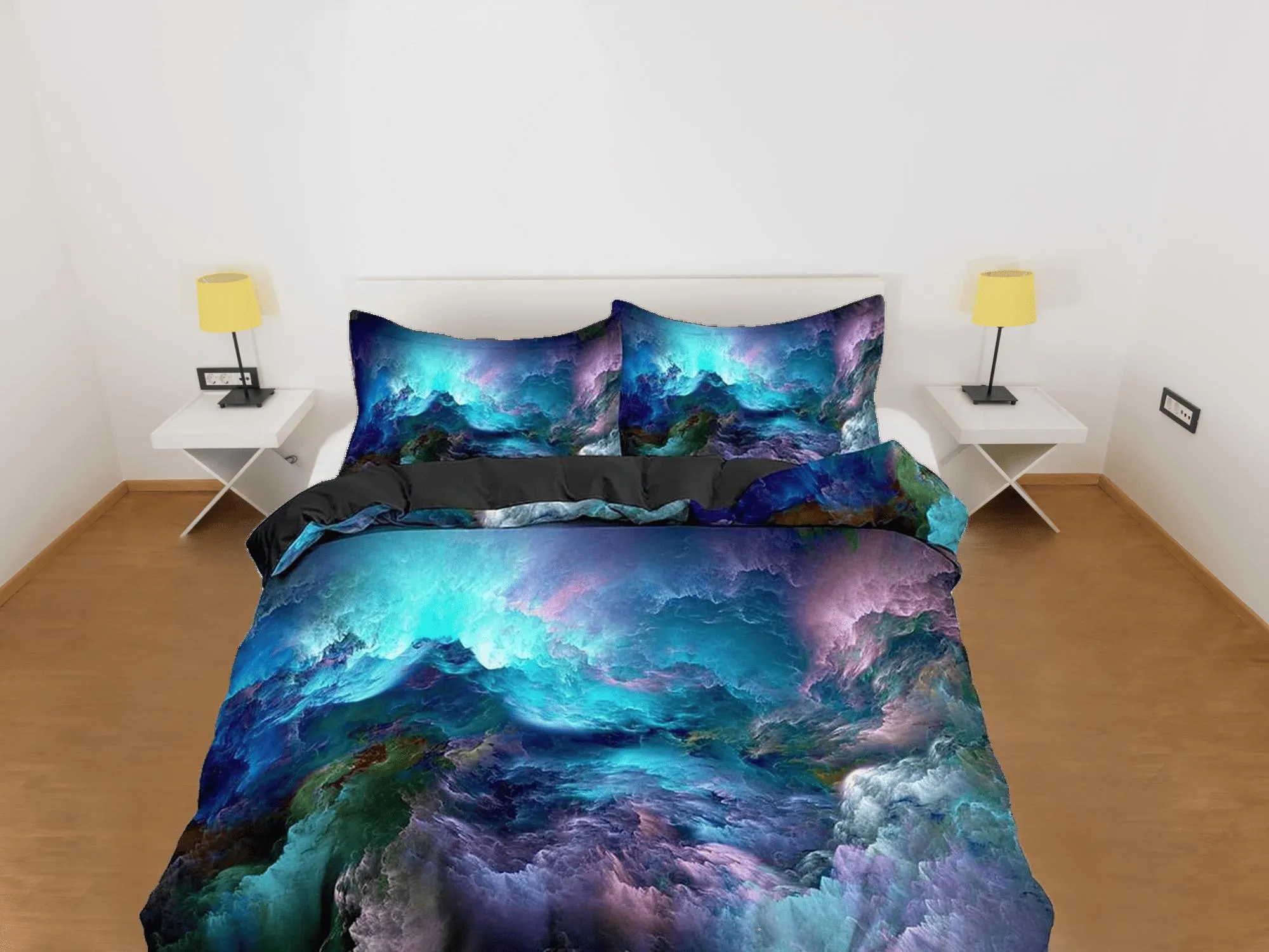 Nebula colorful galaxy bedding, outer space bedding set full, cosmic duvet cover king, queen, dorm bedding, toddler bedding aesthetic duvet