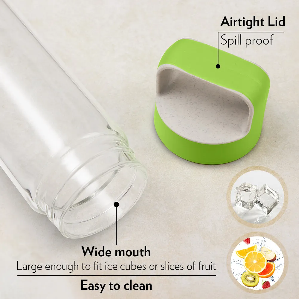 Neo Borosilicate Glass Bottle - Green Lid