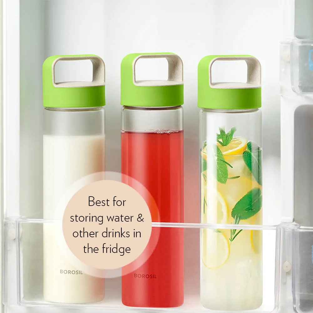 Neo Borosilicate Glass Bottle - Green Lid