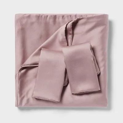 New - King Luxe Lyocell Duvet Cover and Sham Set Blush - Threshold