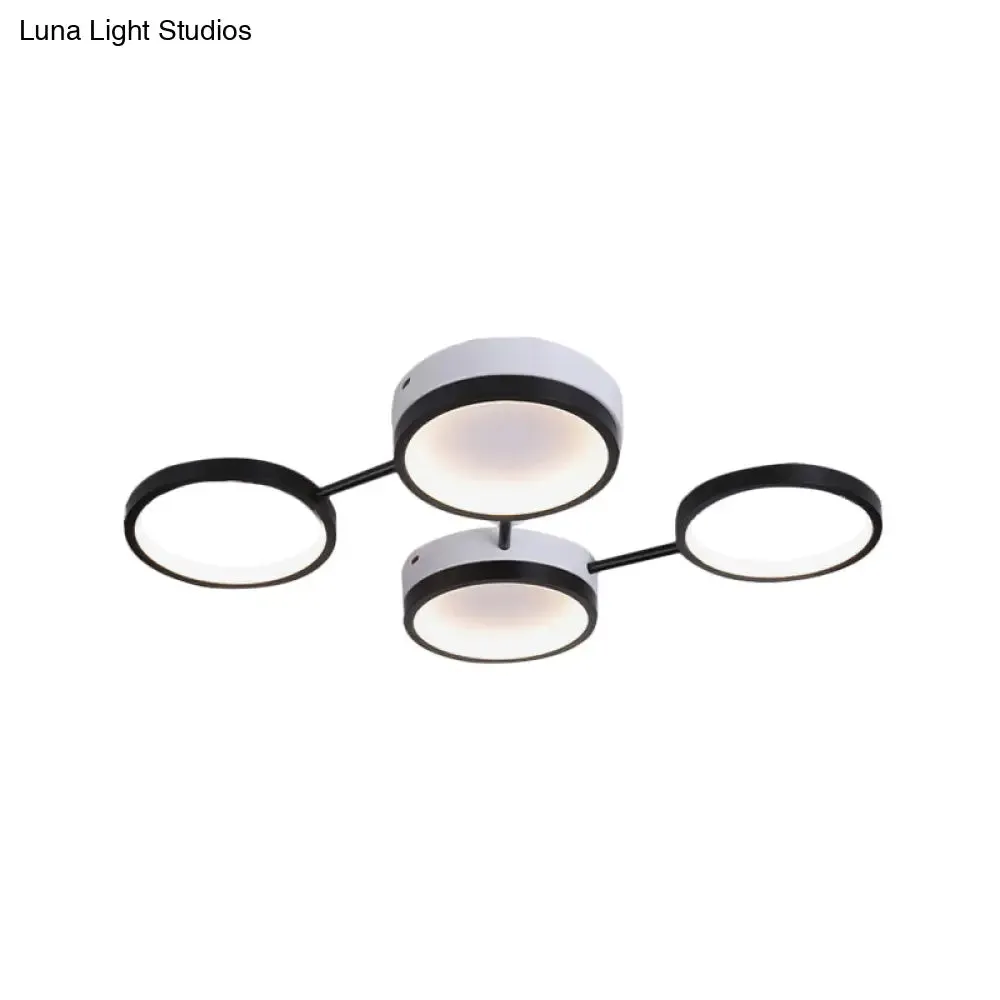 Nordic Acrylic LED Flush Light: Black Molecular Design, 4/5 Light Options, Warm/White, Ideal for Living Room Ceiling