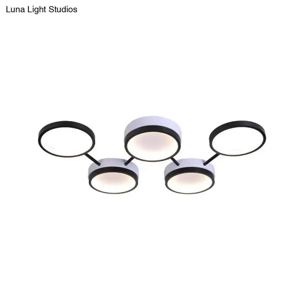 Nordic Acrylic LED Flush Light: Black Molecular Design, 4/5 Light Options, Warm/White, Ideal for Living Room Ceiling