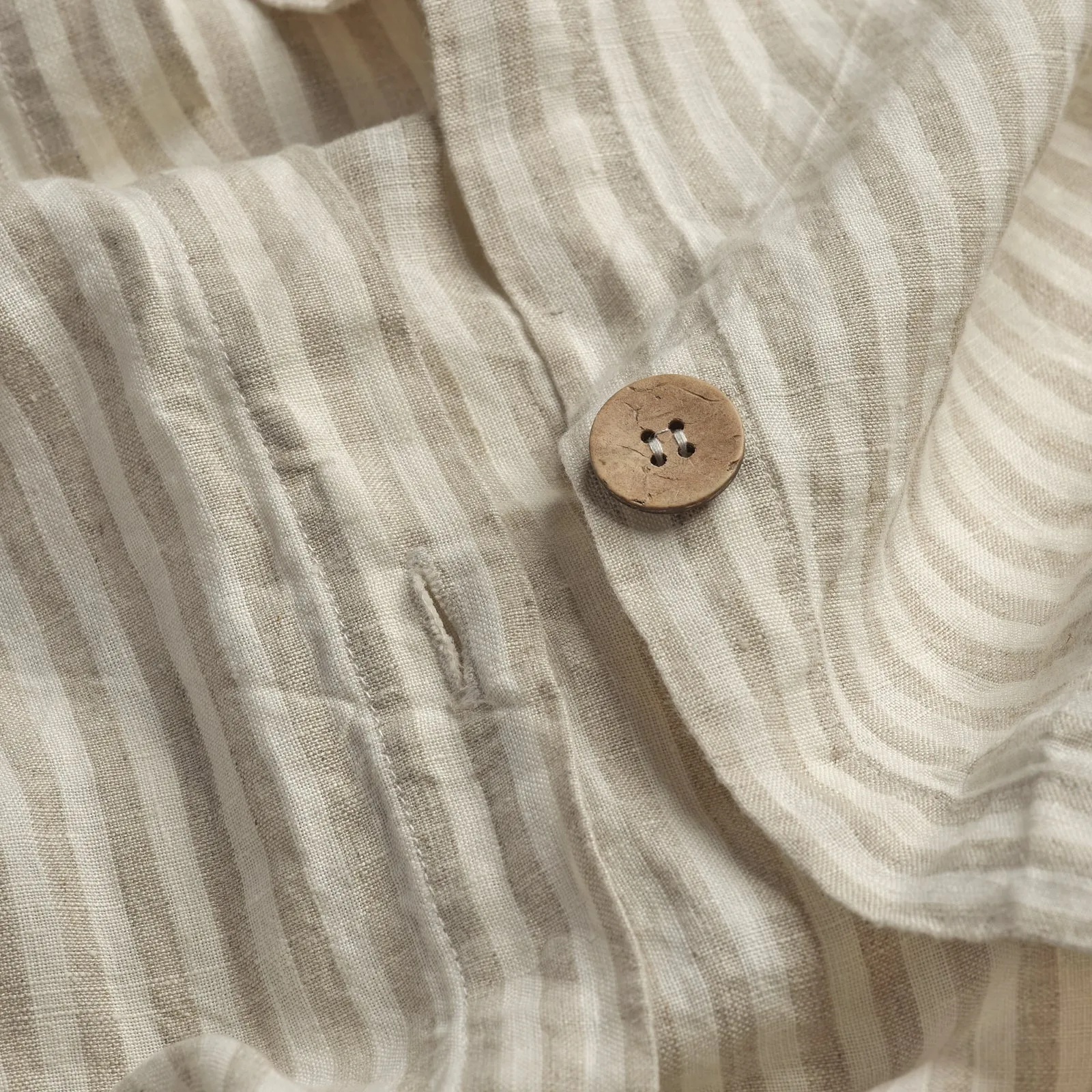 Oatmeal Stripe Linen Blend Duvet Cover