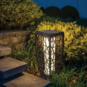 Outdoor 19" Solar Powered Lantern With Rattan Weaving-Floor Lamp