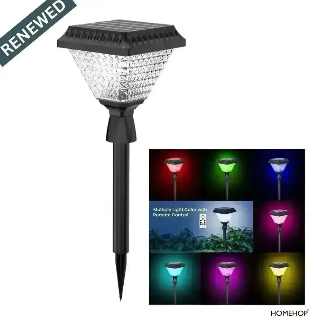 Outdoor Solar Lights For Home, Garden Pathway Decoration Spike Lamps Waterproof with Remote (RGB), Renewed