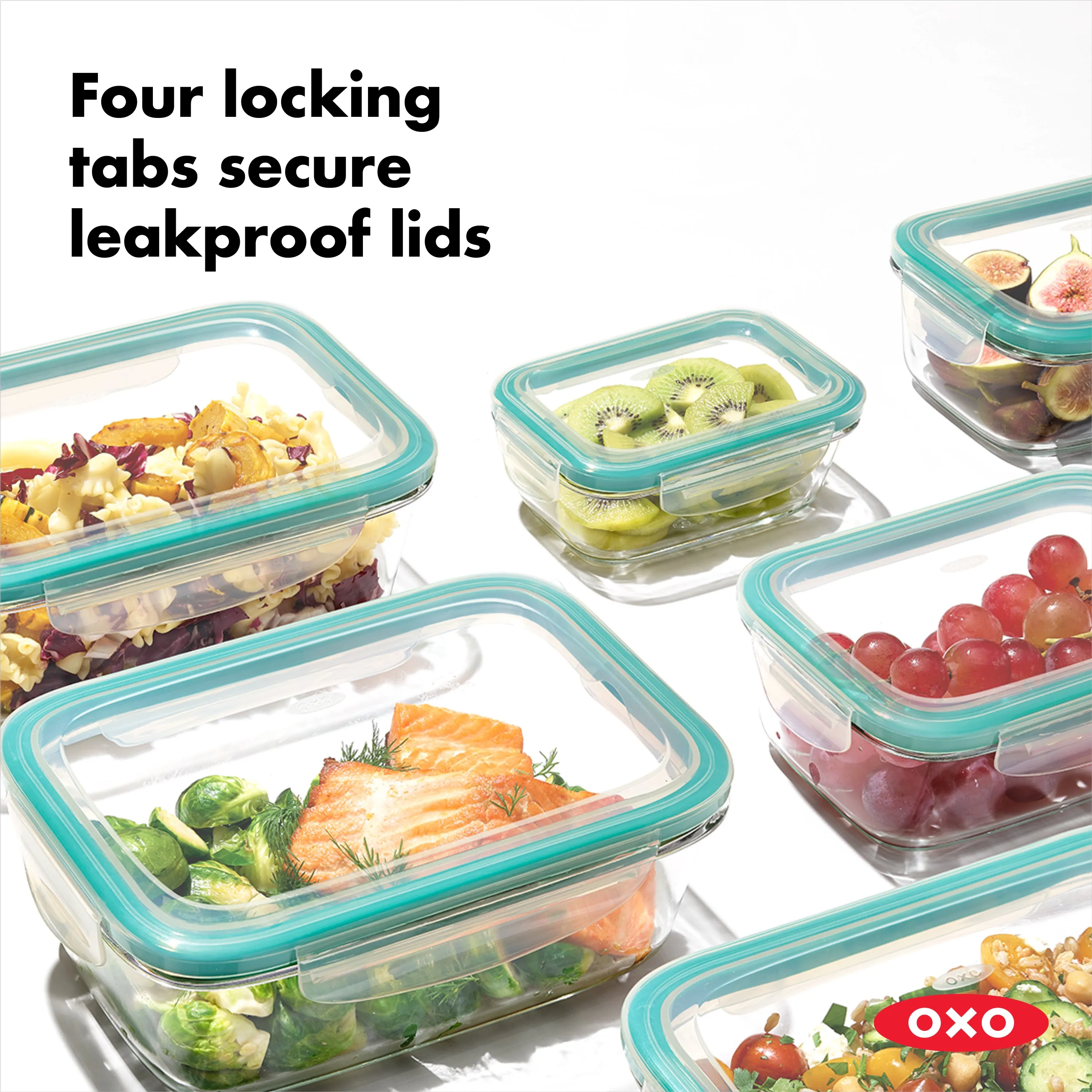 OXO Good Grips 8 Piece Smart Seal Glass Rectangle Container Set