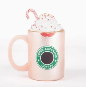 Peppermint Coffee Ornament, Pink