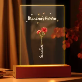 Personalized Night Light Grandma's Garden Birth Month Flower Gift