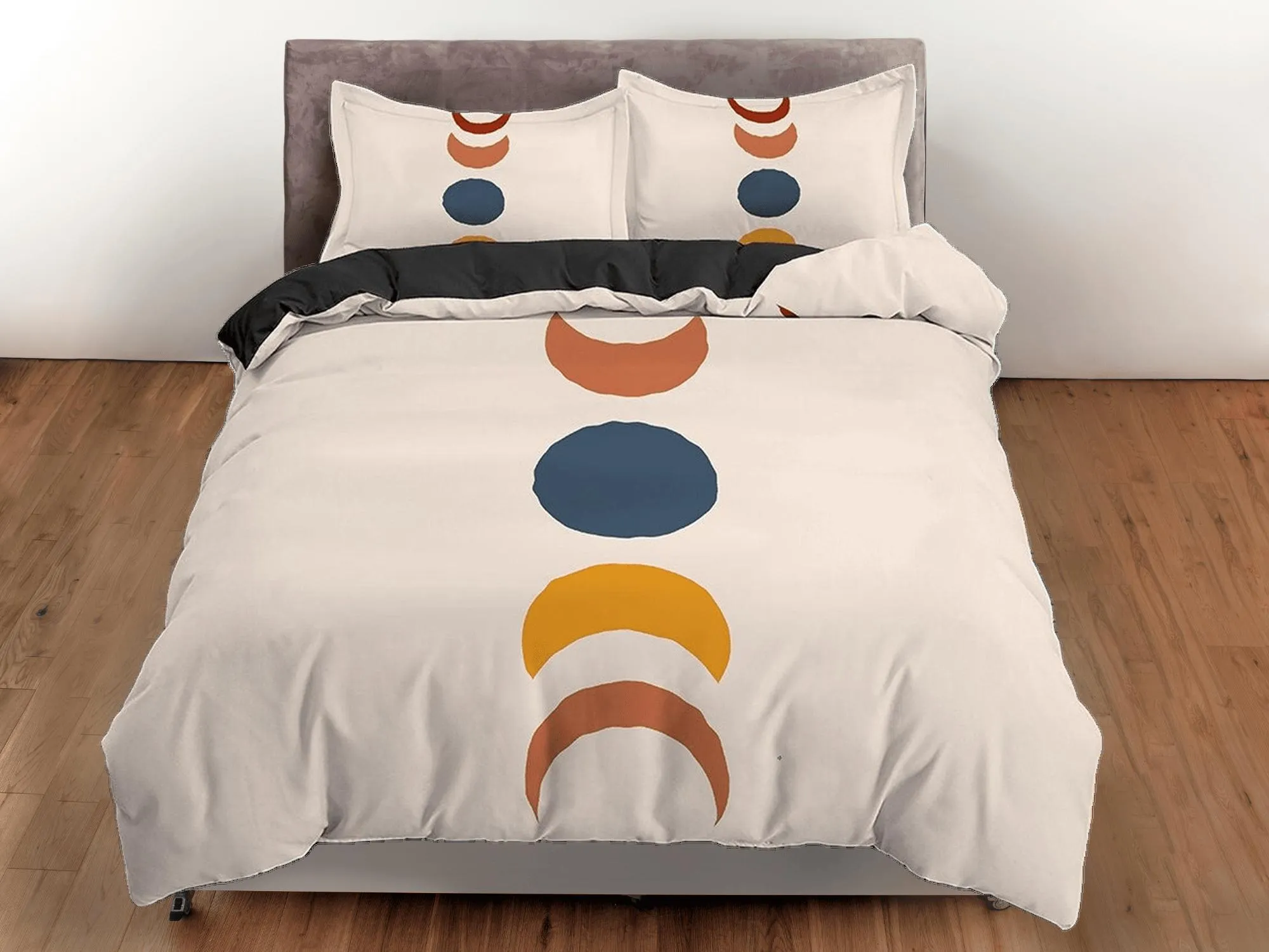 Phases of the Moon Astrology Boho Beige Bedding, Zodiac Gift, Minimalist Dorm Bedding, Aesthetic Duvet Cover King Queen Full Twin Single