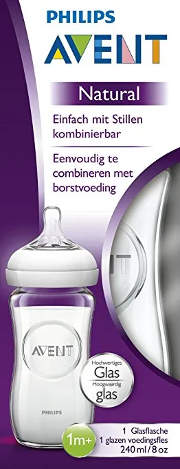 Philips Avent 240ml Natural Glass Feeding Bottle