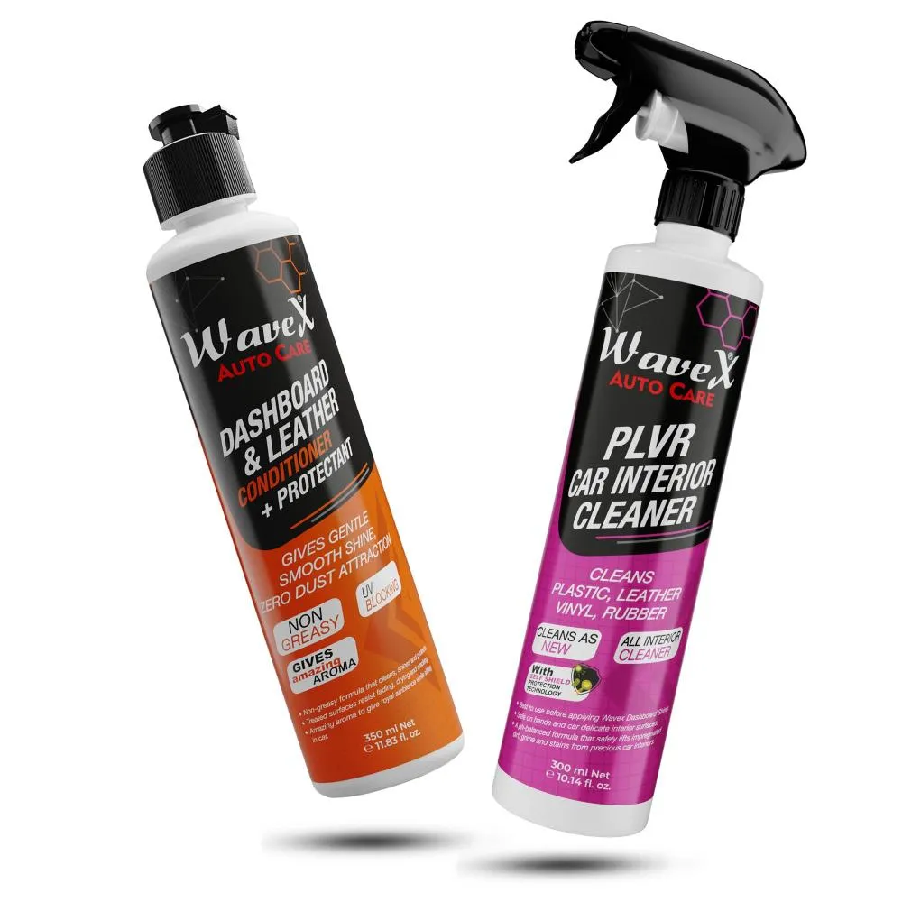 PLVR Car Interior Cleaner & Wavex Dashboard and Leather Conditioner   Protectant Car Dashboard Polish | Car Dashboard Polish & Car Interior Cleaner