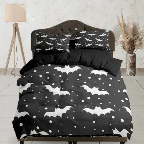 Polka dot bats halloween full bedding & pillowcase, duvet cover set dorm bedding, halloween decor, nursery toddler bedding, halloween gift