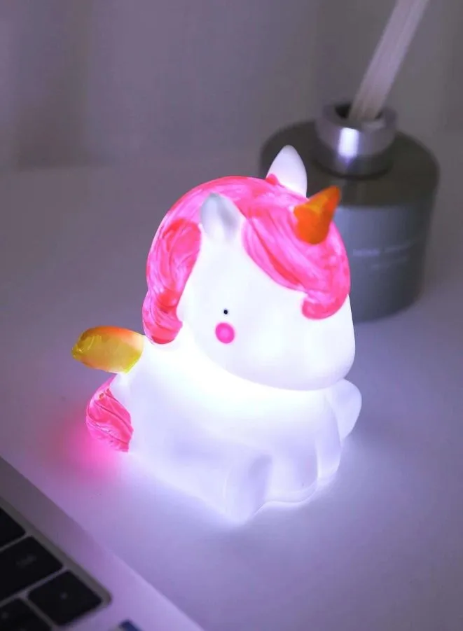 Portable Kids Cartoon LED Night Light Children Bedroom Table Lamp, Best Birthday Gift for Kids, White Unicorn