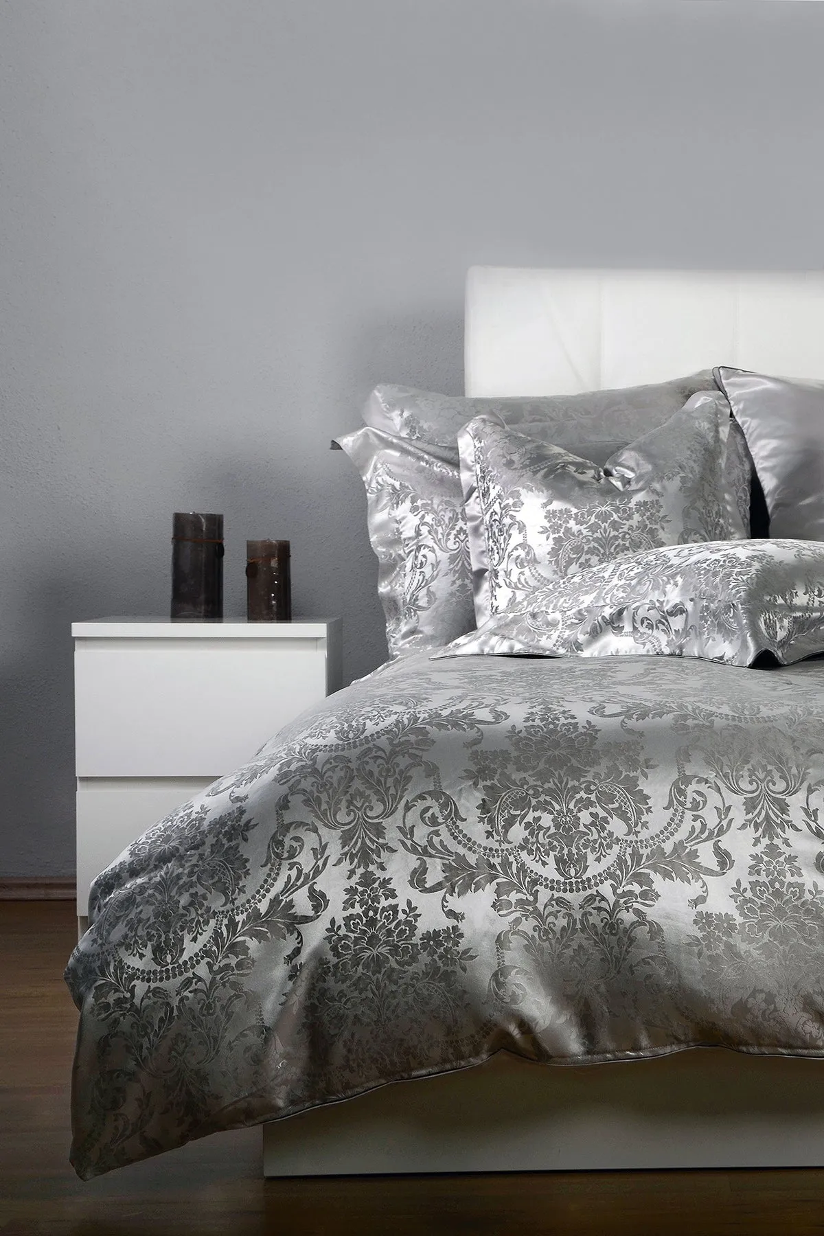 Portofino Grey Pure Mulberry Silk Duvet Cover