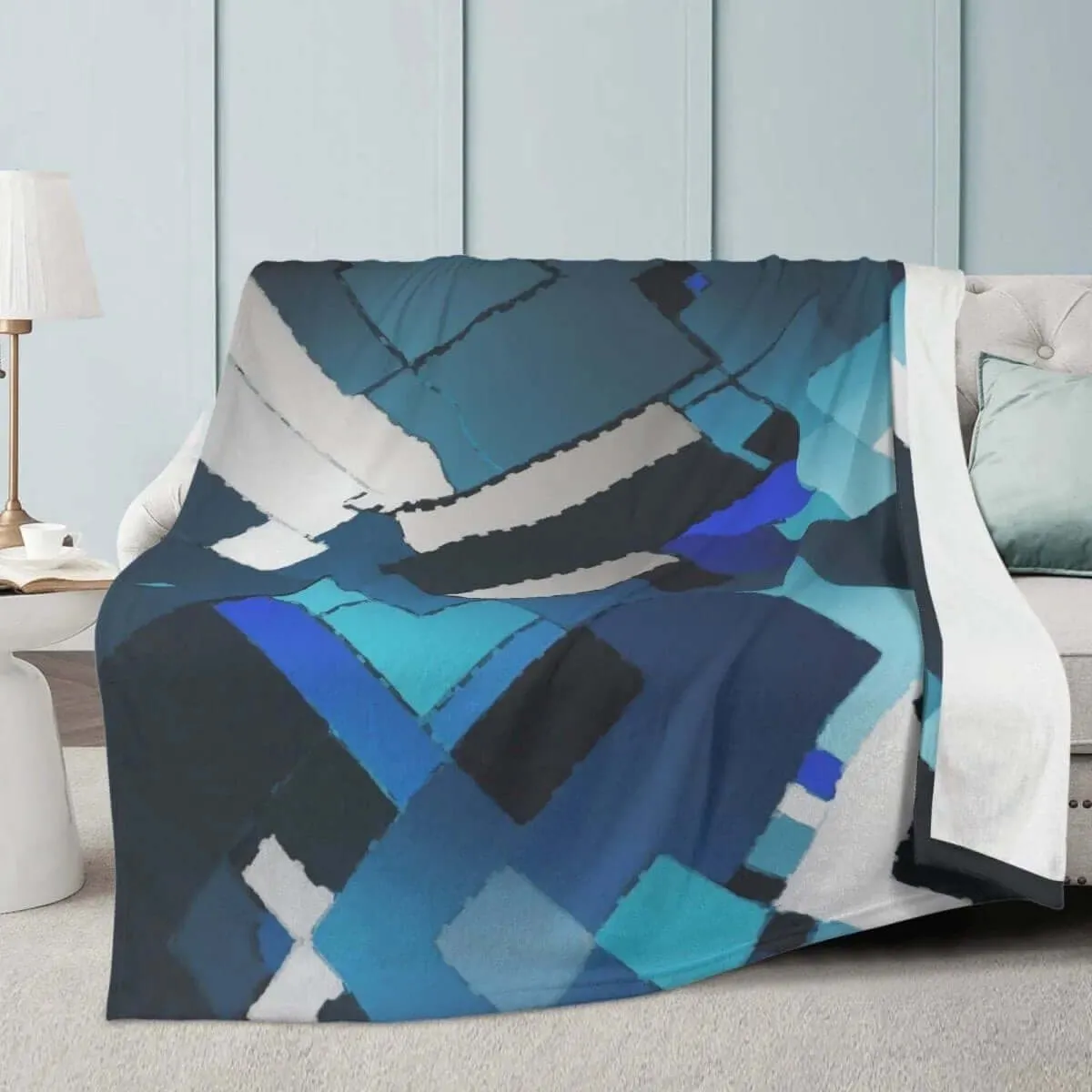 Premium Blue Blocks Fleece Blanket