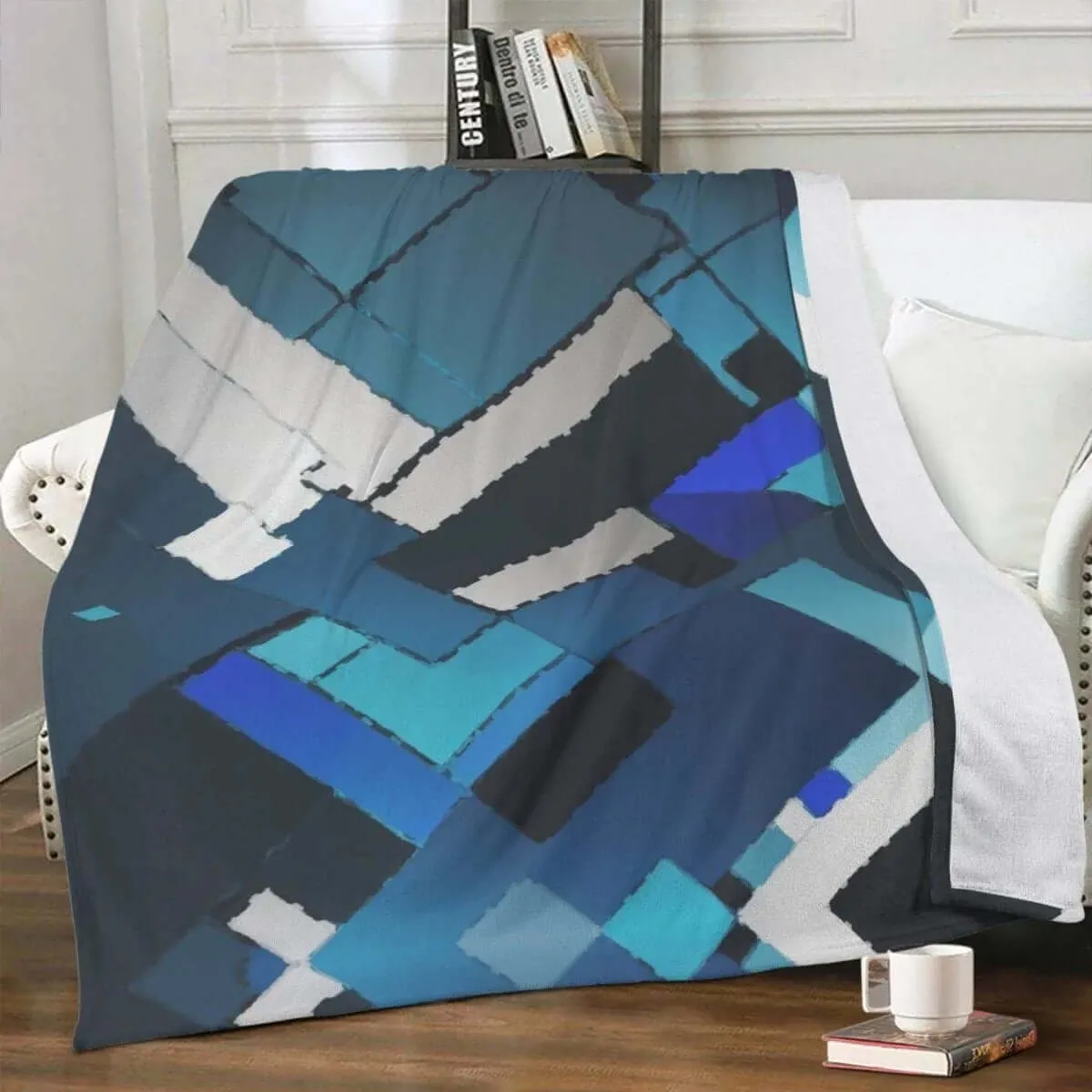 Premium Blue Blocks Fleece Blanket