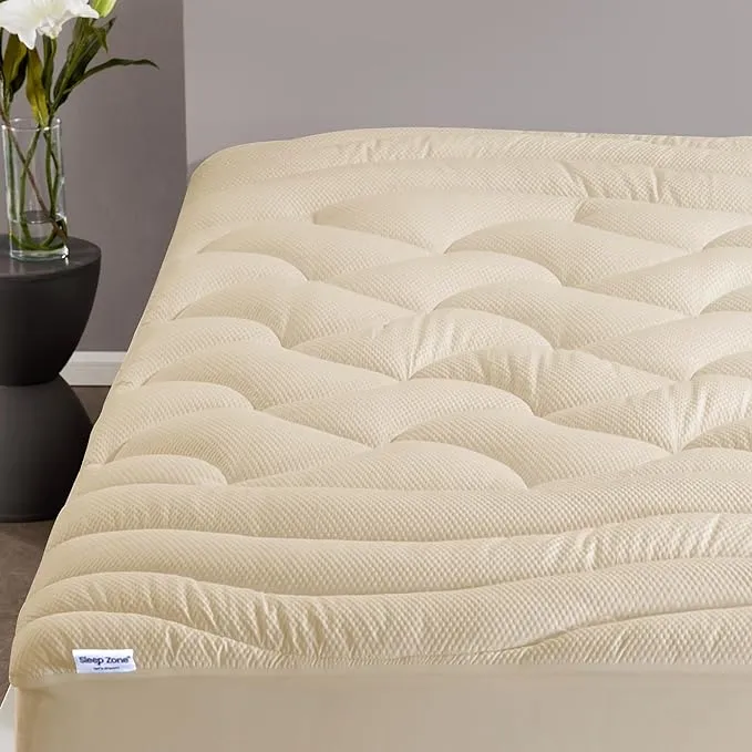 Premium Zoned Cooling Mattress Pad Beige