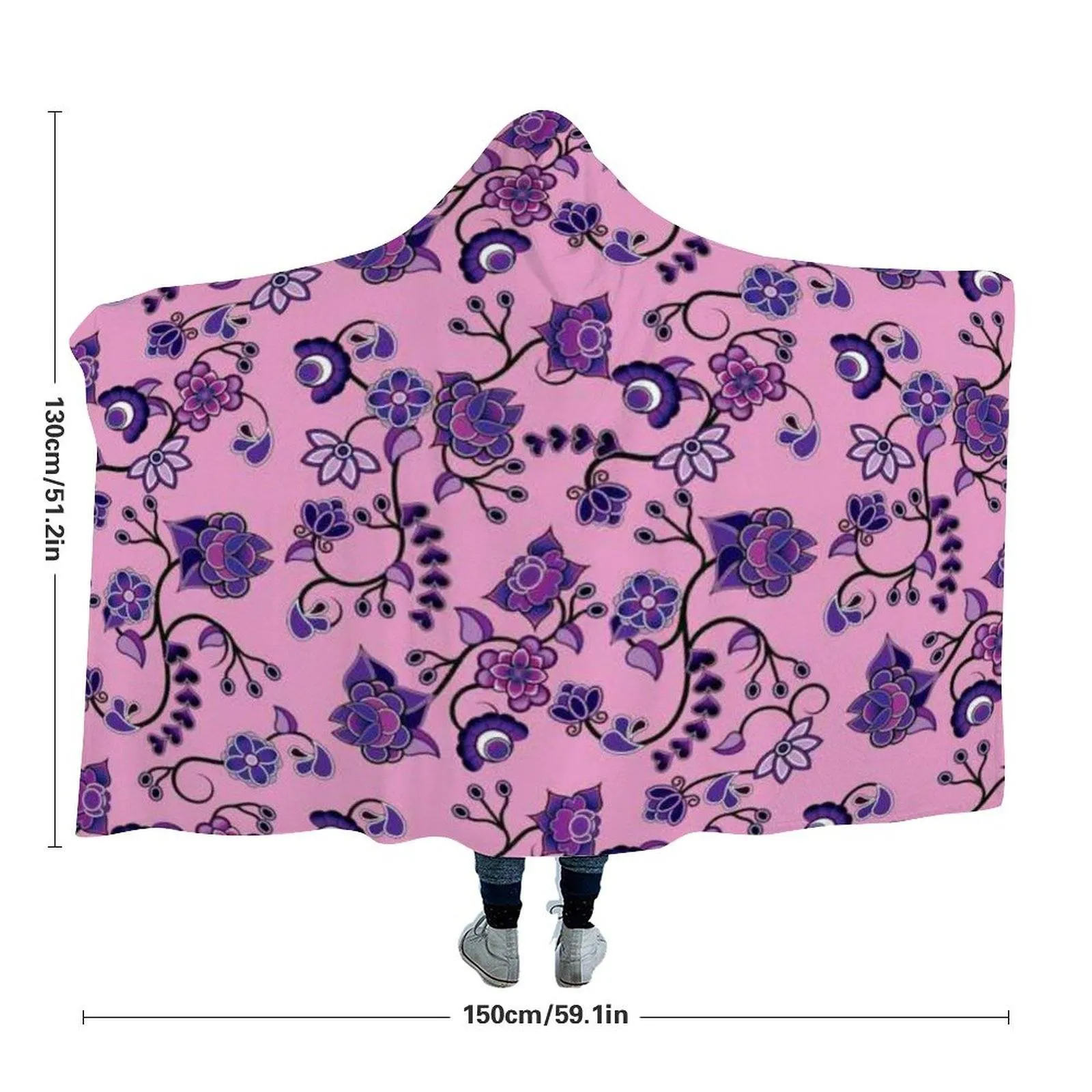 Purple Floral Amour Hooded Blanket